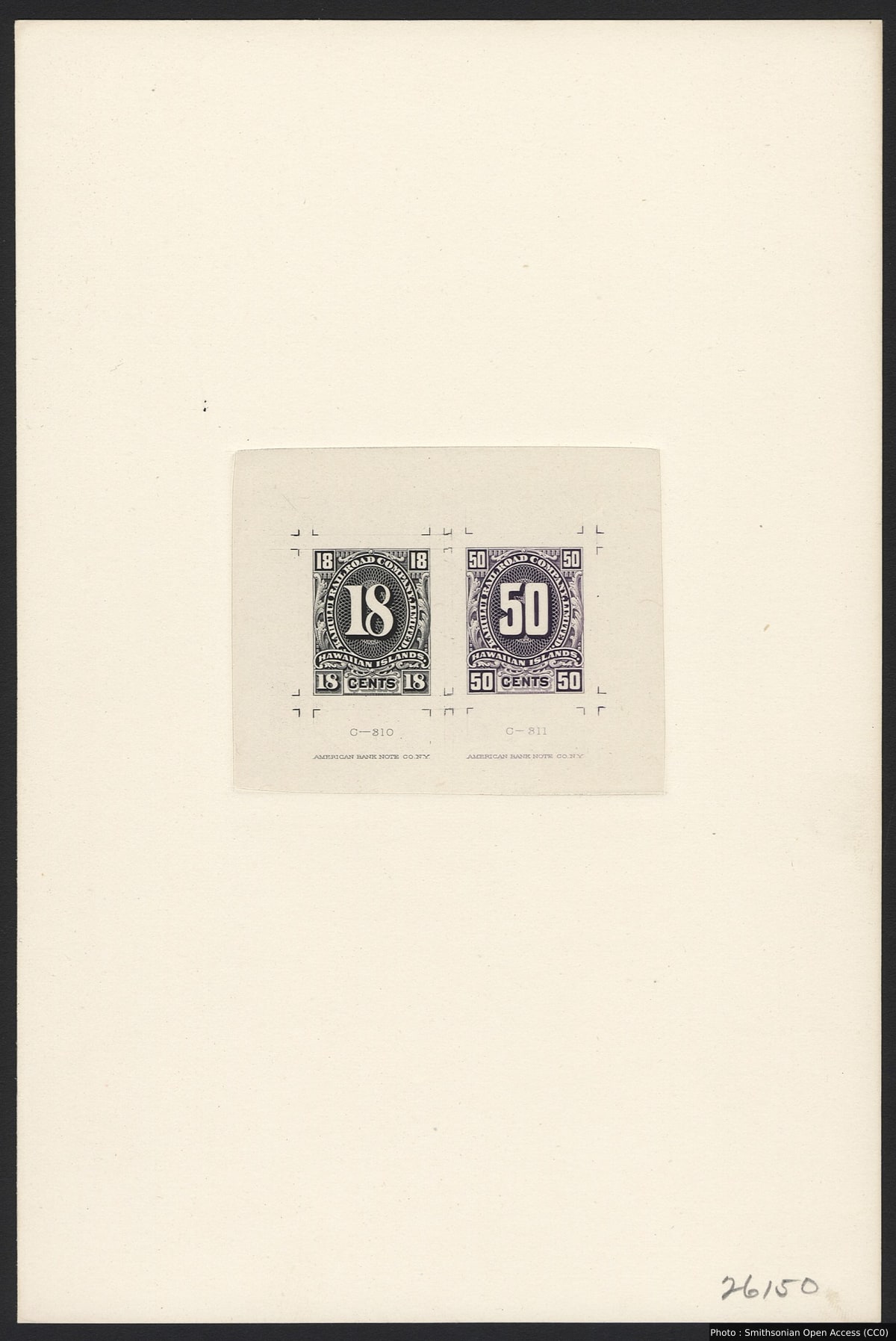 18c and 50c Kahului Railroad die proof